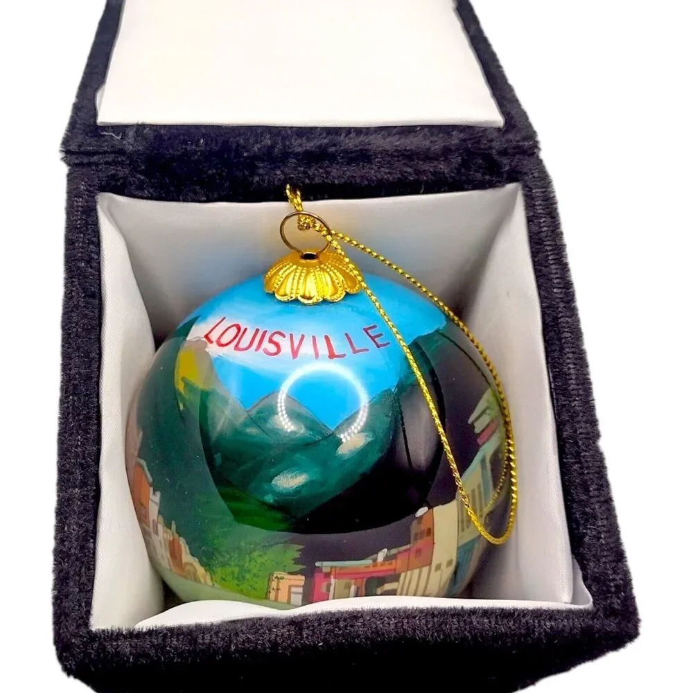 Vintage Louisville Reverse Painted Blown Glass Ball Ornament Art Studio Company - Picture 6 of 16